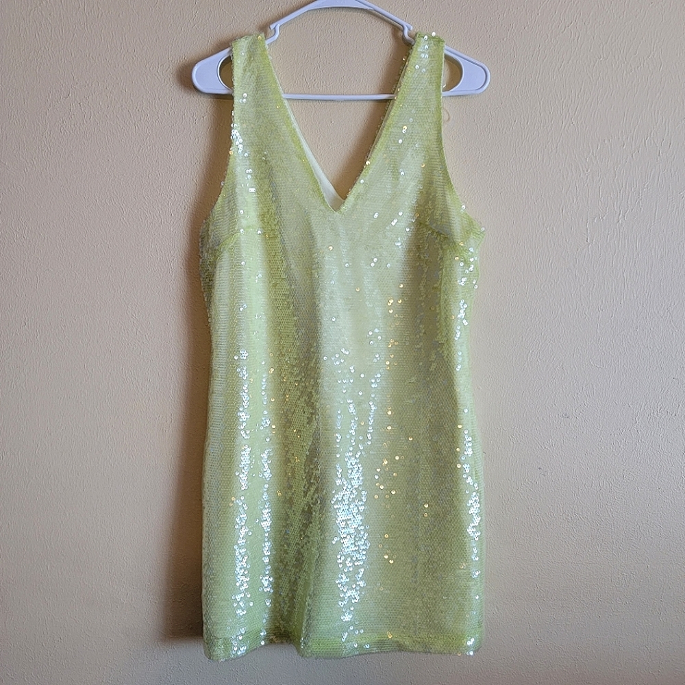 Mini A-line Sequin Dress in Green - A New Day